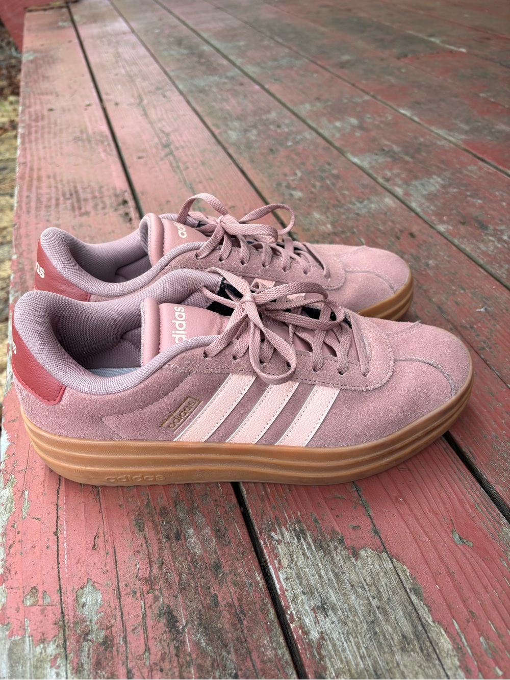 adidas Women’s Dusty Pink Suede Platform Sneakers - Picture 3 of 5
